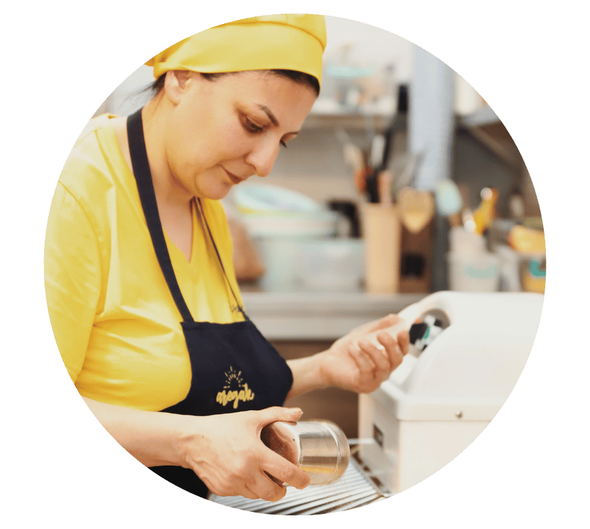 caregiver making pastry